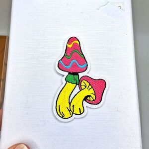 Bright color mushroom iron on patch Hippie vibes